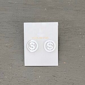 Dollar Sign Money Currency Humor Prosperity Silver Stainless Steel 1/2” Earrings